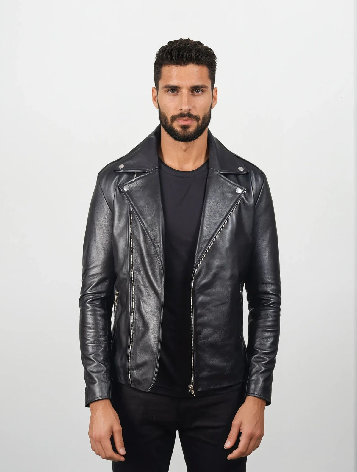 Yuri Black Leather Biker Jacket
