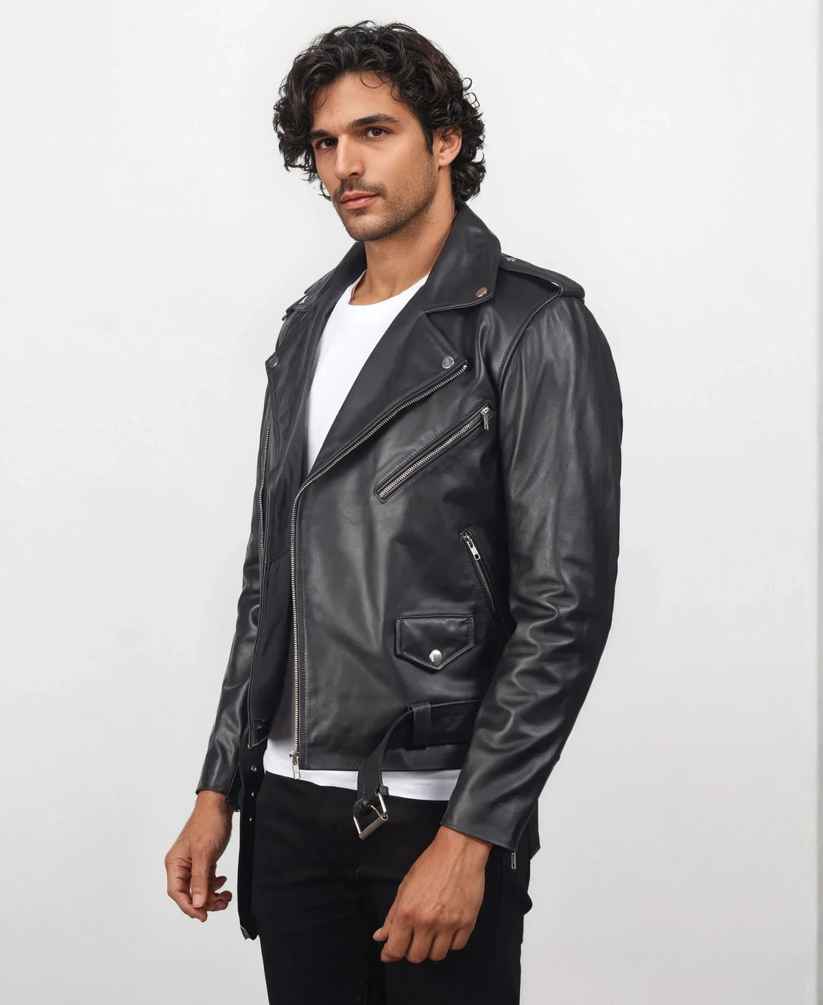 Blaze Black Leather Biker Jacket