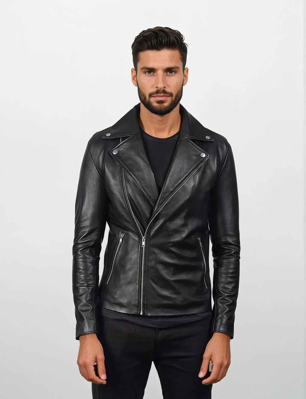 Yuri Black Leather Biker Jacket