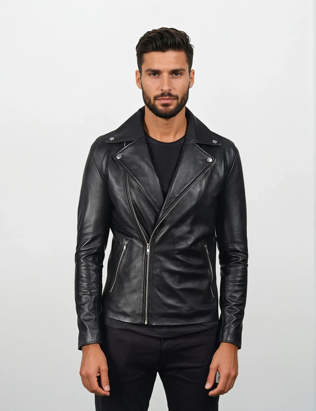 Yuri Black Leather Biker Jacket