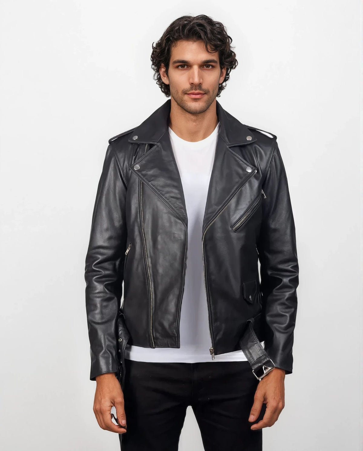 Blaze Black Leather Biker Jacket