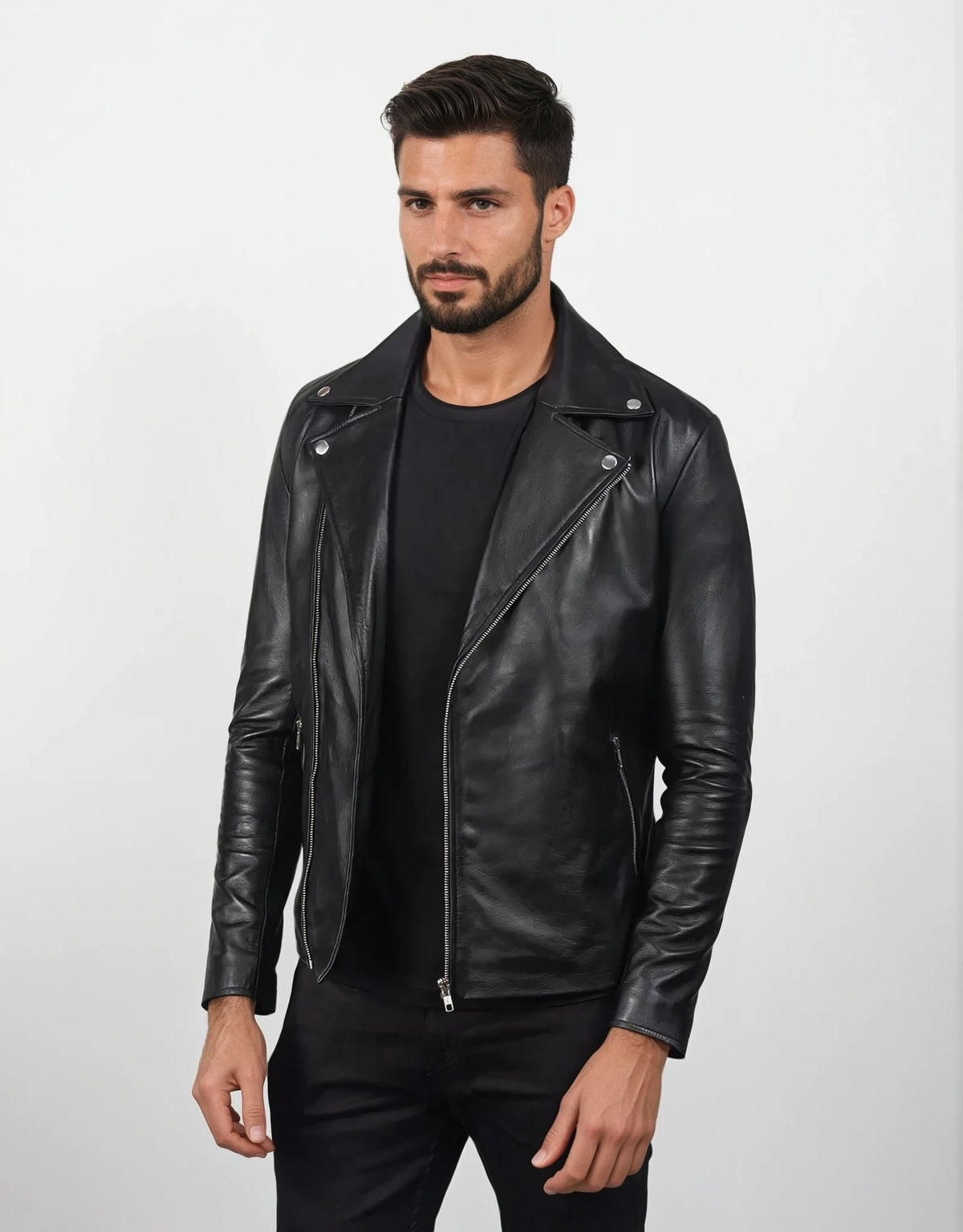 Yuri Black Leather Biker Jacket