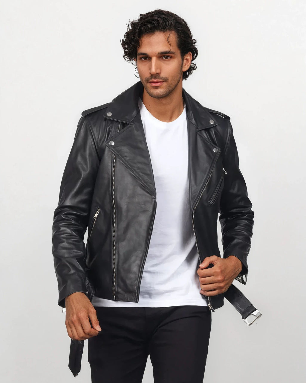 Blaze Black Leather Biker Jacket