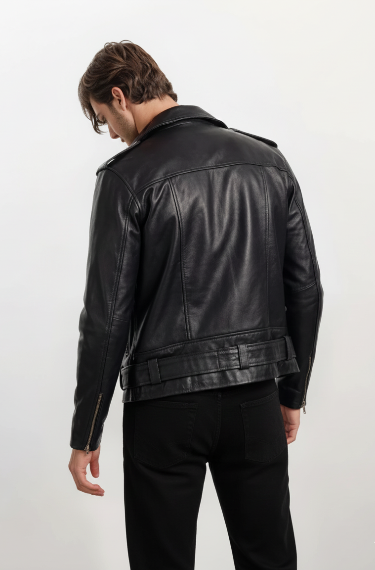 Blaze Black Leather Biker Jacket