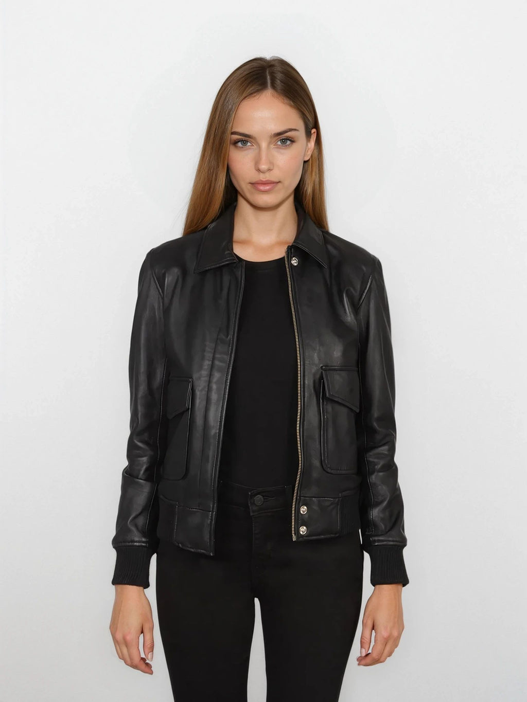 Genevieve Black Bomber Jacket