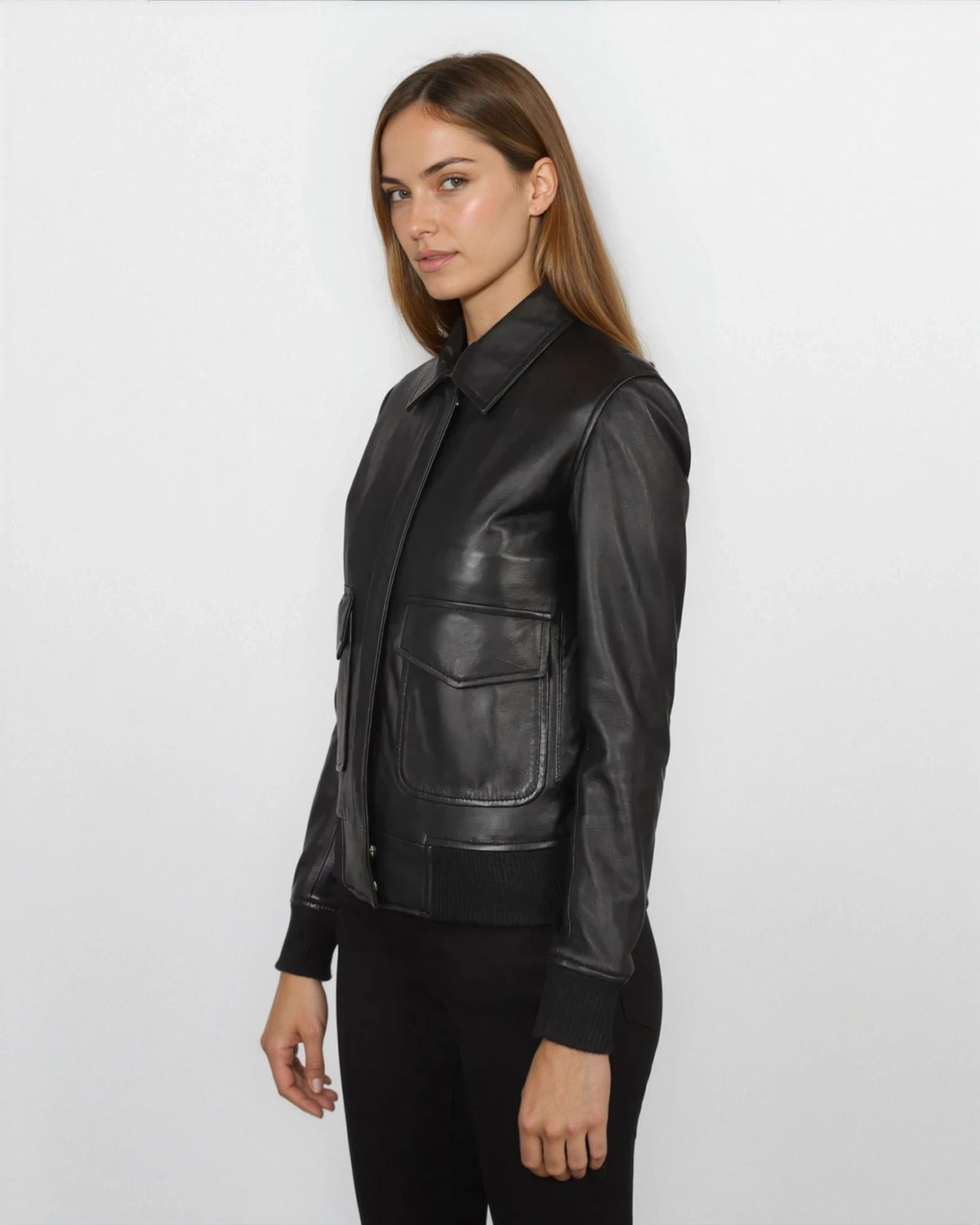 Genevieve Black Bomber Jacket