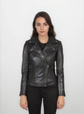 Serafina Black Leather Biker Jacket