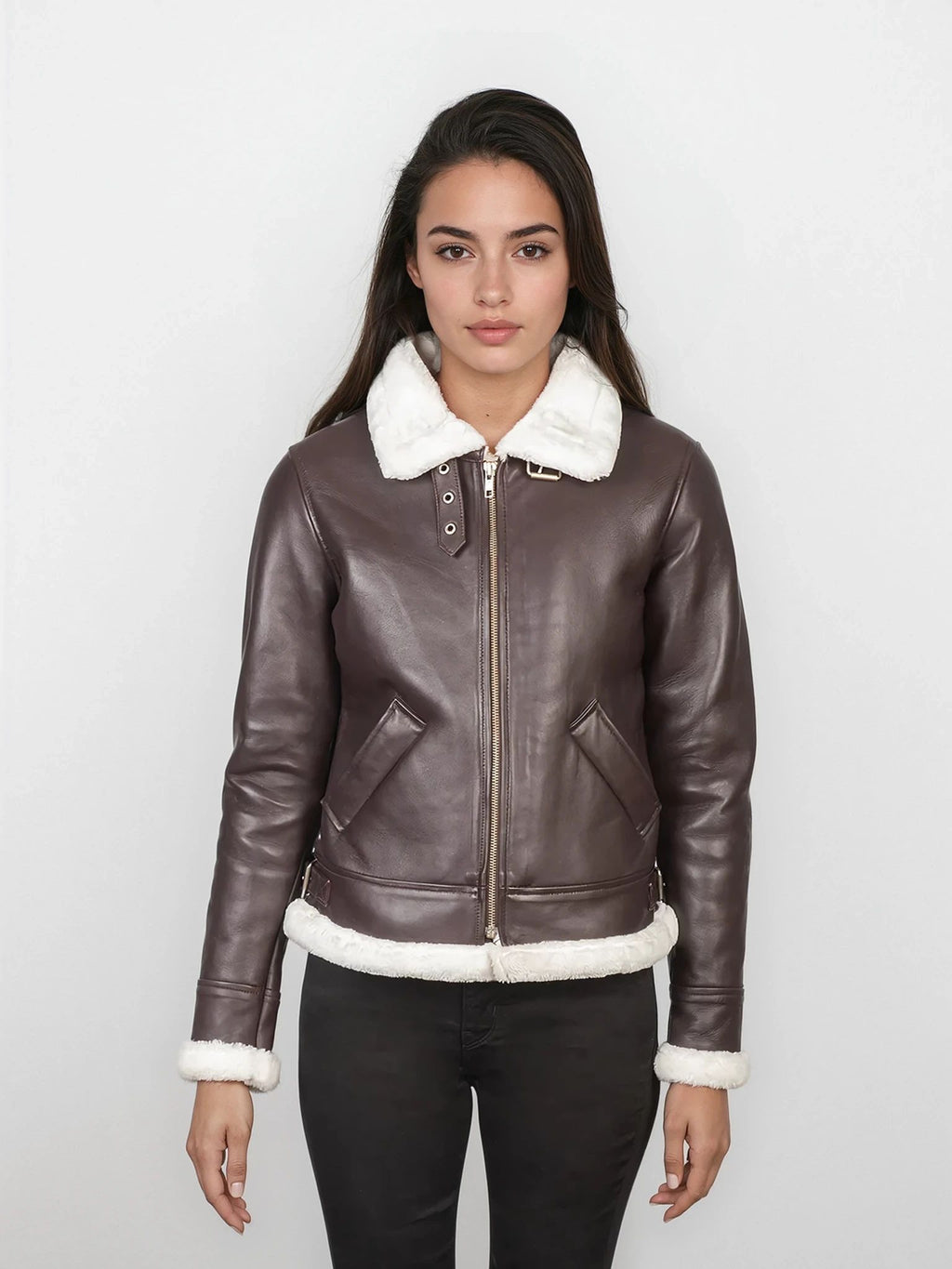 Sylvia Maroon Leather Bomber Jacket