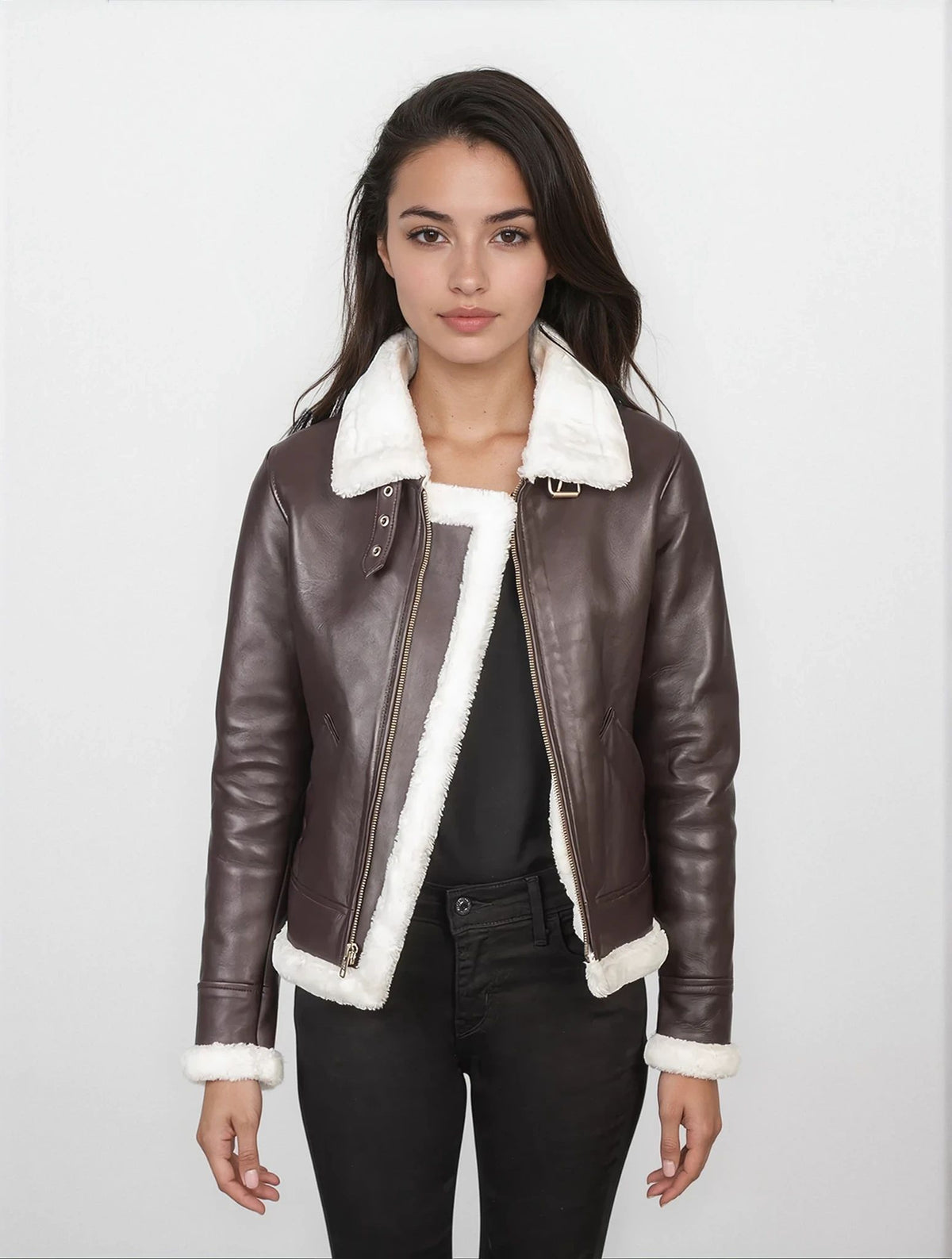Sylvia Maroon Leather Bomber Jacket
