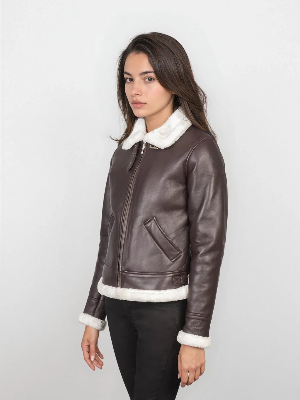Sylvia Maroon Leather Bomber Jacket