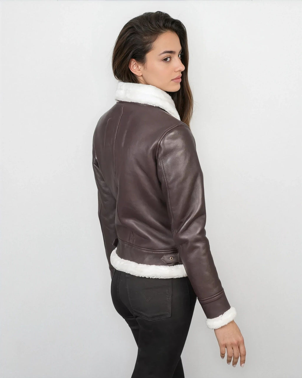 Sylvia Maroon Leather Bomber Jacket