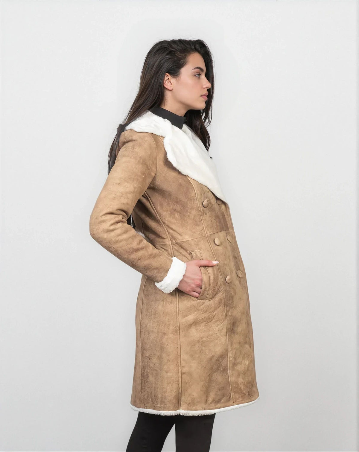 Theodora Distressed Brown Double Breasted