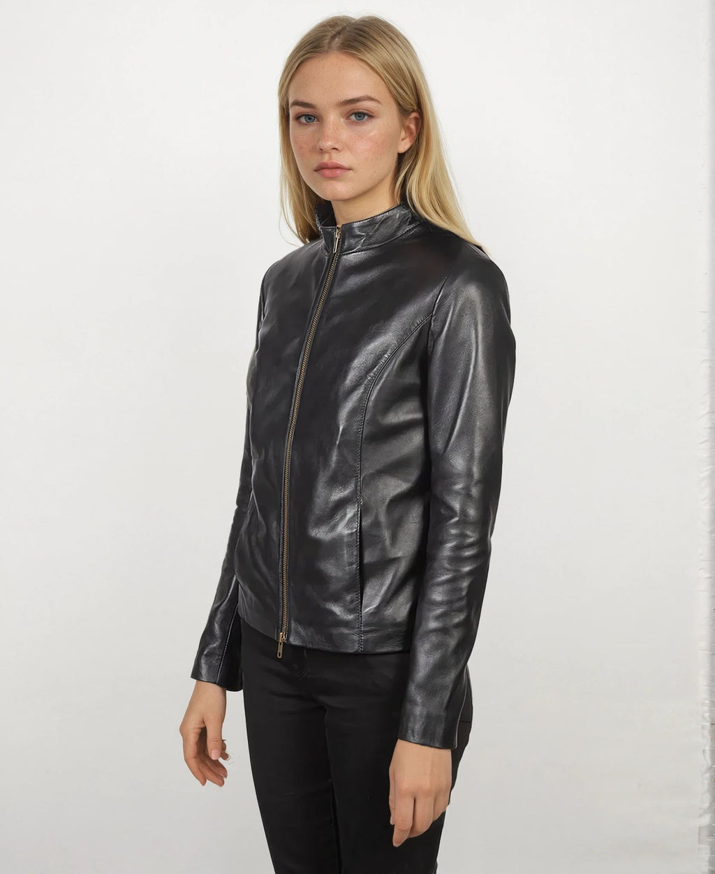 Vivienne Black Leather Biker Jacket