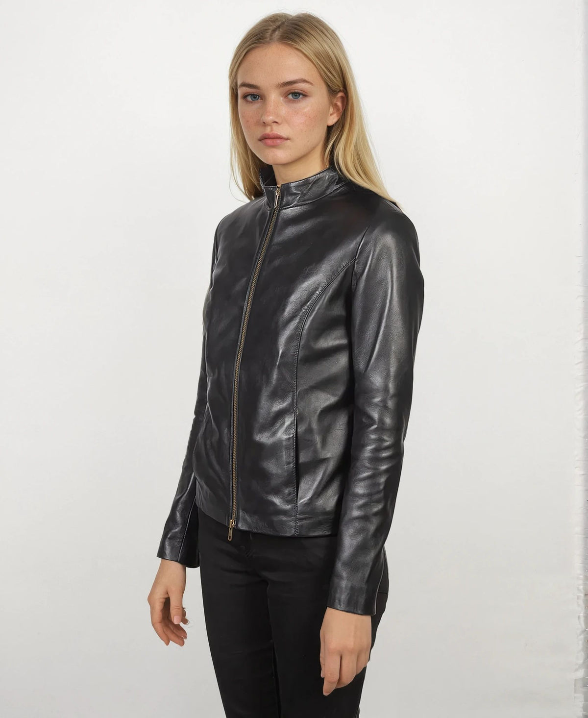 Vivienne Black Leather Biker Jacket