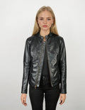 Vivienne Black Leather Biker Jacket