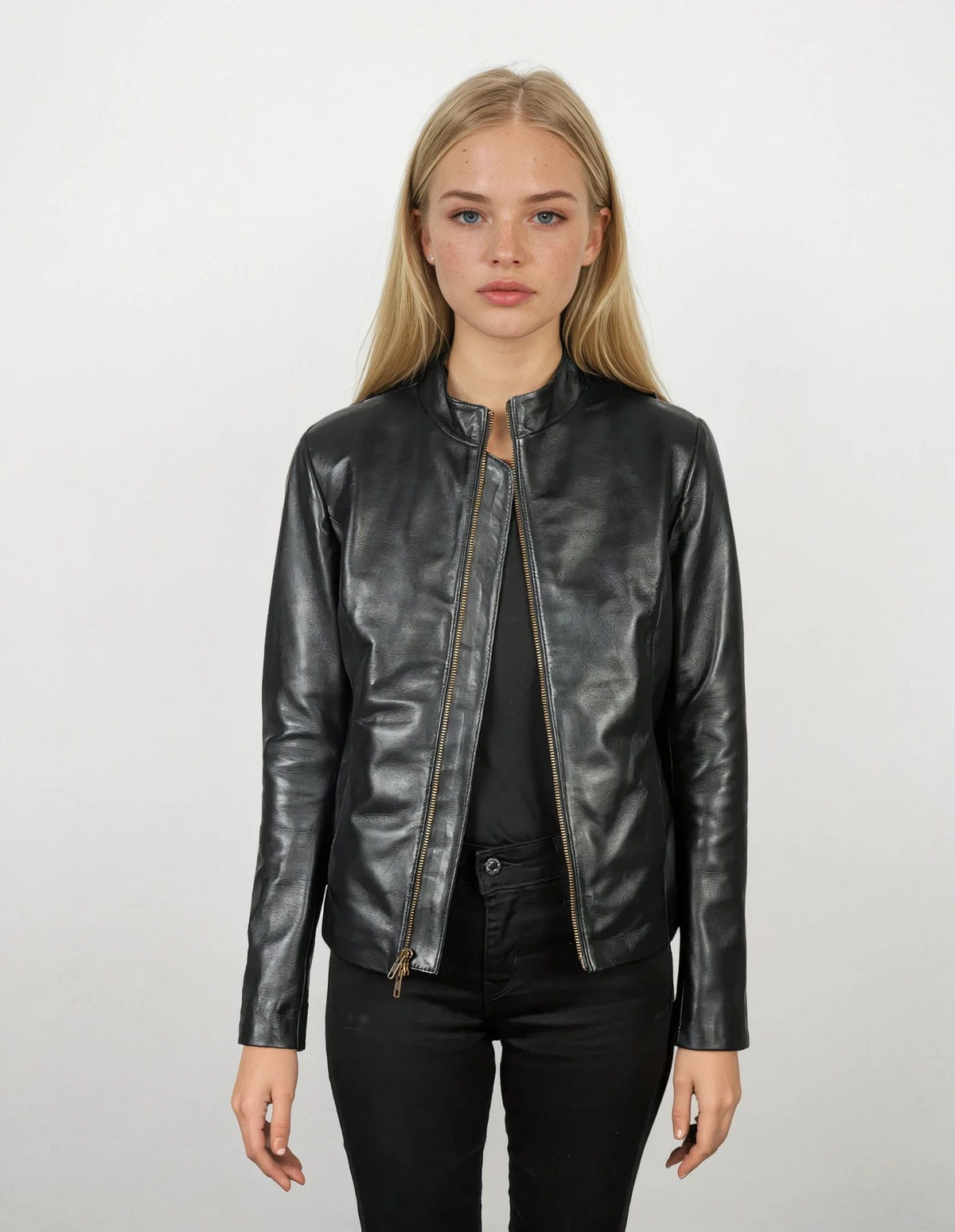 Vivienne Black Leather Biker Jacket