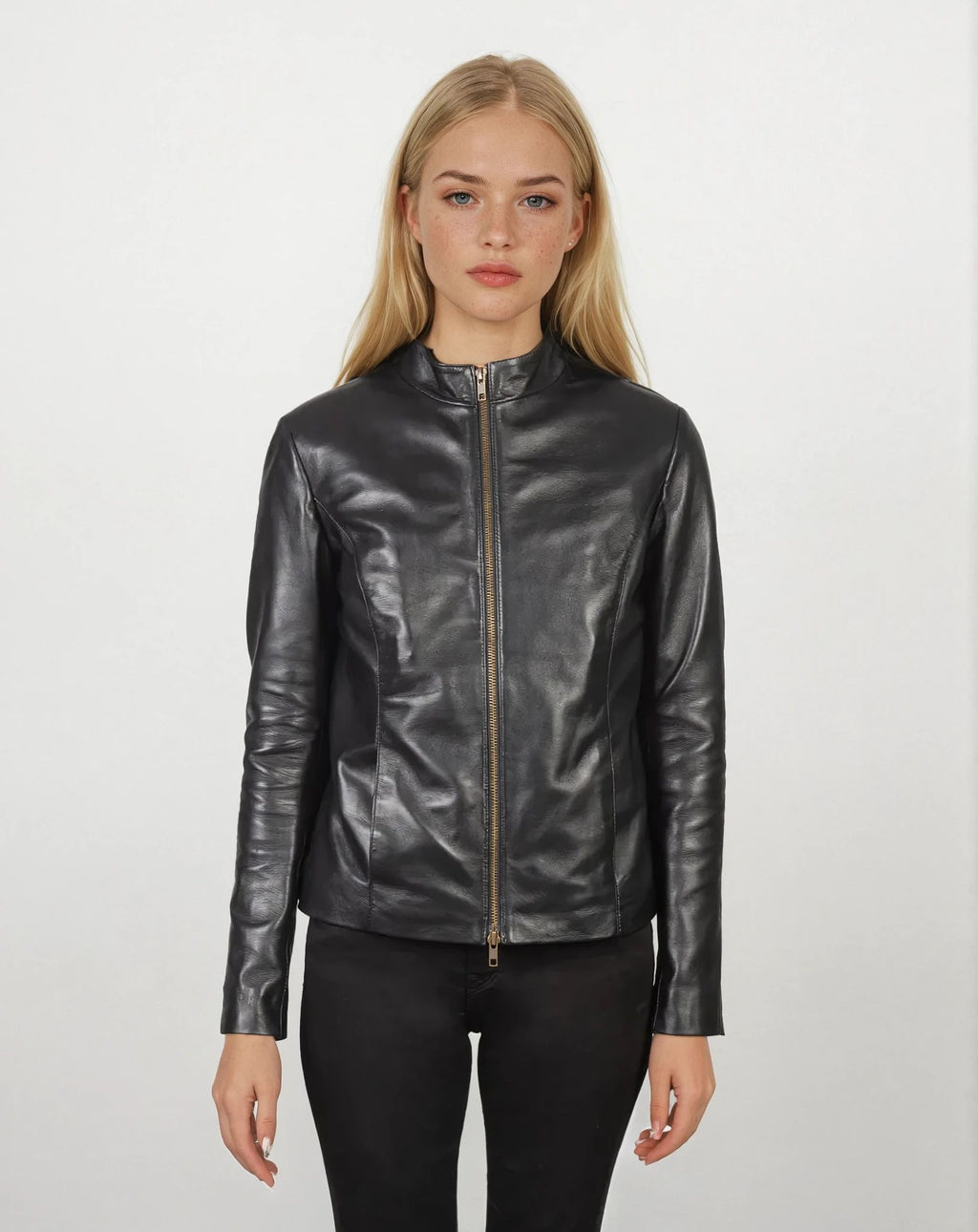 Vivienne Black Leather Biker Jacket