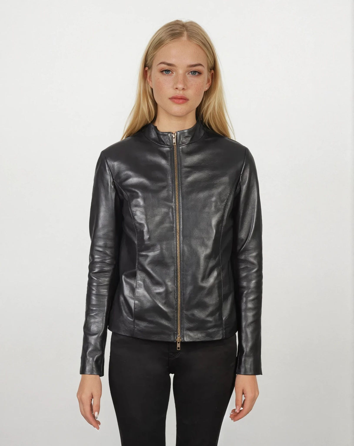 Vivienne Black Leather Biker Jacket