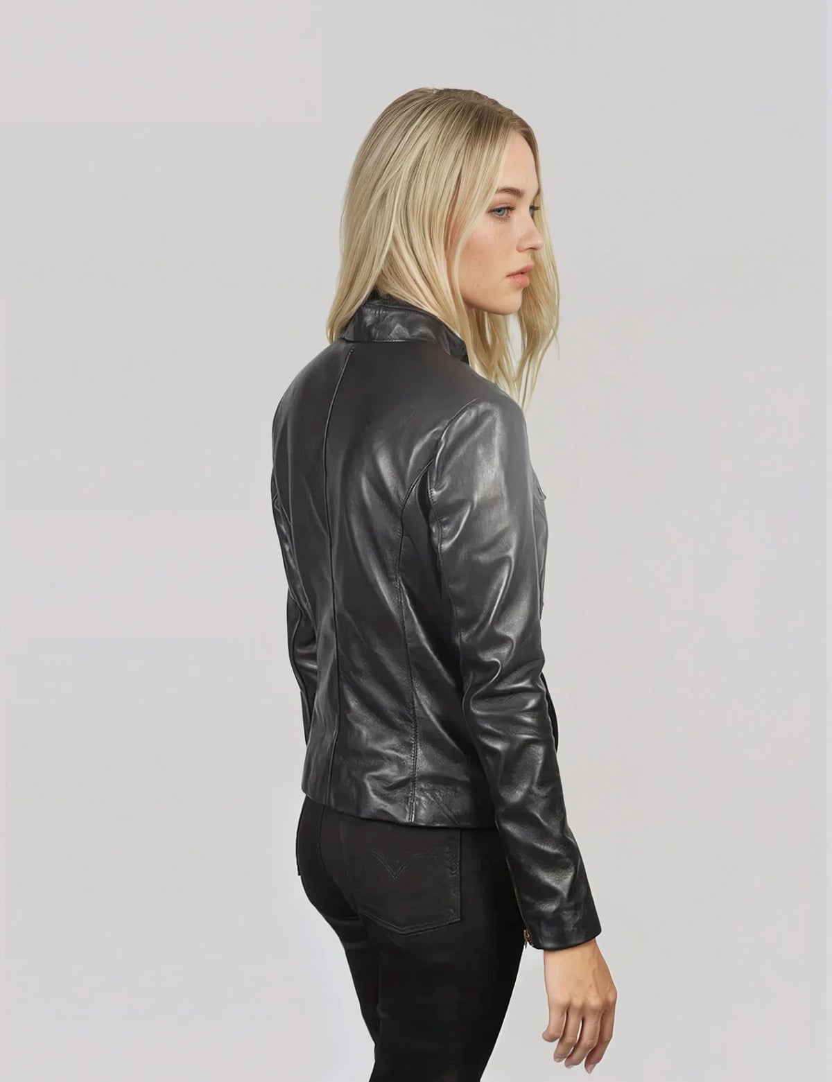 Vivienne Black Leather Biker Jacket